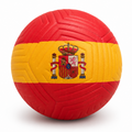Soccer ball with Spanish flag design on a white background